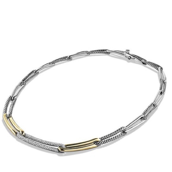 David Yurman Jewelry - DAVID Yurman 18k SS & Diamond Necklace